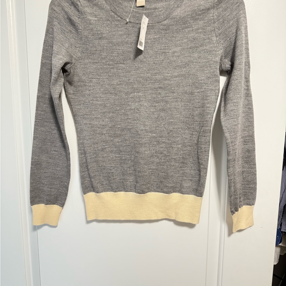 Banana Republic Gray and Cream Crew Neck Sweater